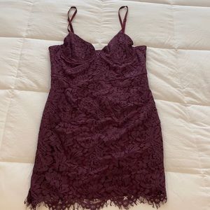 COPY - Tobi Wine Colored Lace Cocktail Dress